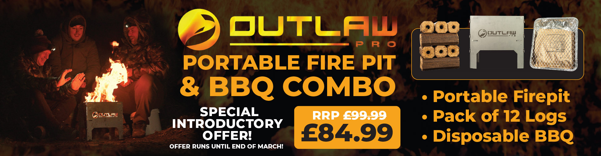 Outlaw Pro Portable Fire Pit and BBQ Combo ONLY £84.99